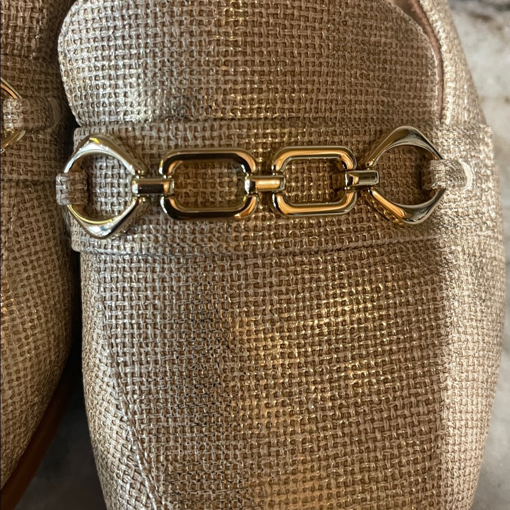 Naturalizer Gold Buckle Linen Ladies Loafers Size 8.5 - Picture 8 of 8